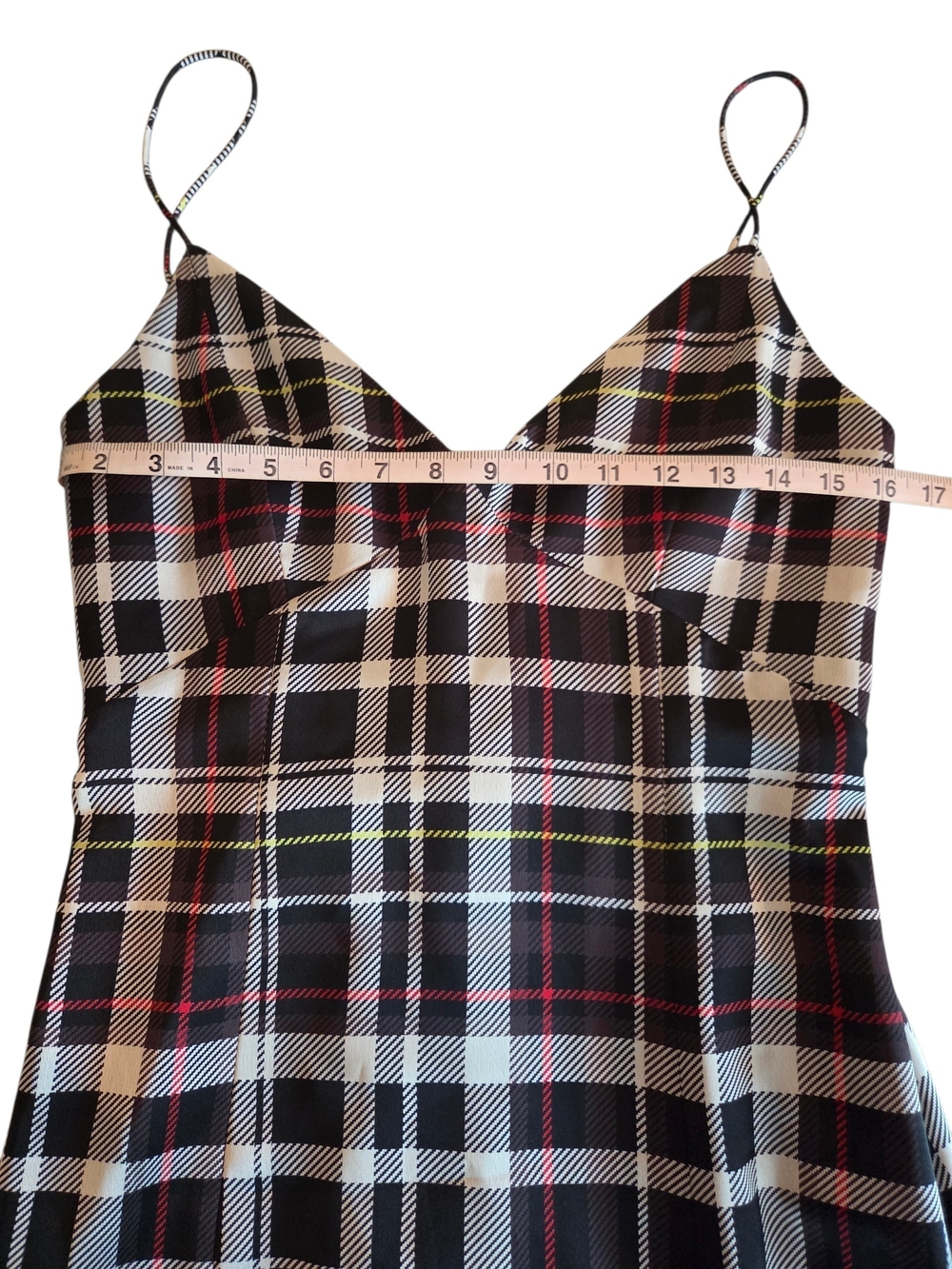 Alice + Olivia Burgundy & Black Plaid Slip Midi Dress Size 10 - Picture 3 of 4